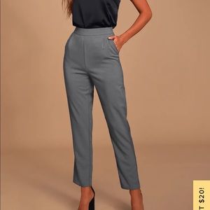 Grey High-Waisted Trouser Pants